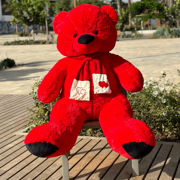 Nounours Géant 160 cm – Peluche Rouge Vif – Maroc