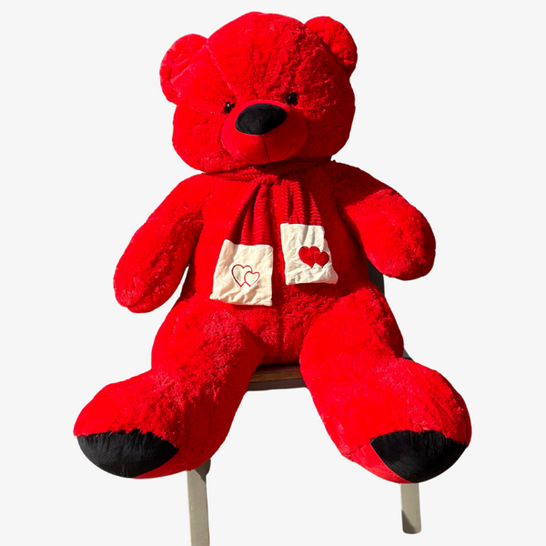 Nounours Géant 160 cm – Peluche Rouge Vif – Maroc