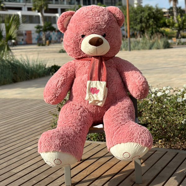 Nounours géant 160cm peluche rose vif ultra douce Maroc