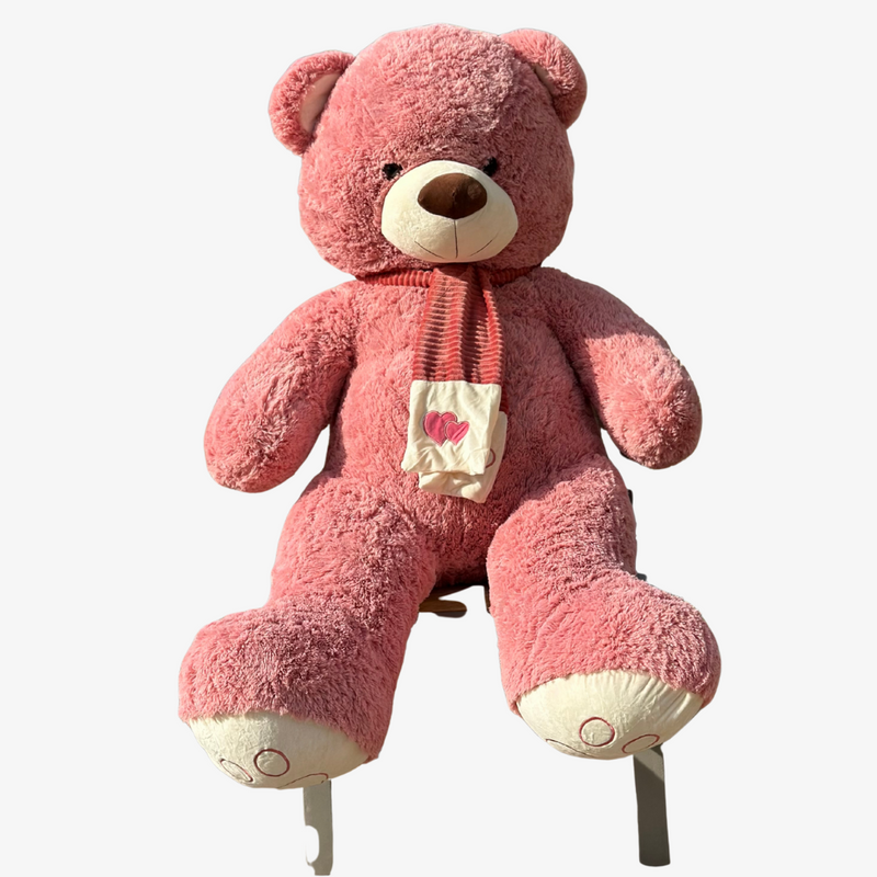 Nounours géant 160cm peluche rose vif ultra douce Maroc