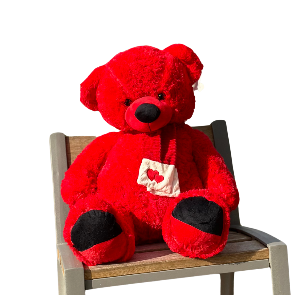 Ours en Peluche Rouge 80 cm - Doux et Grand Compagnon Câlin