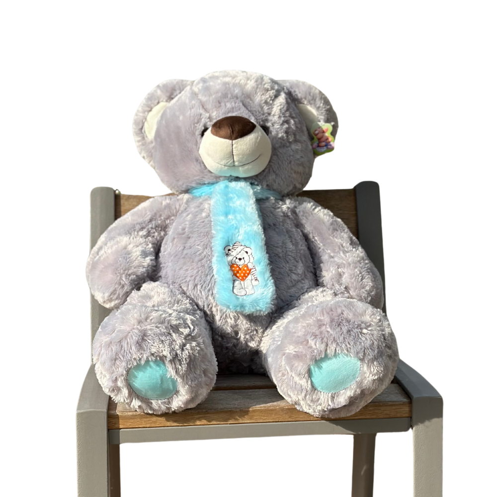 Ours en Peluche Gris 80 cm - Doux et Grand Compagnon Câlin